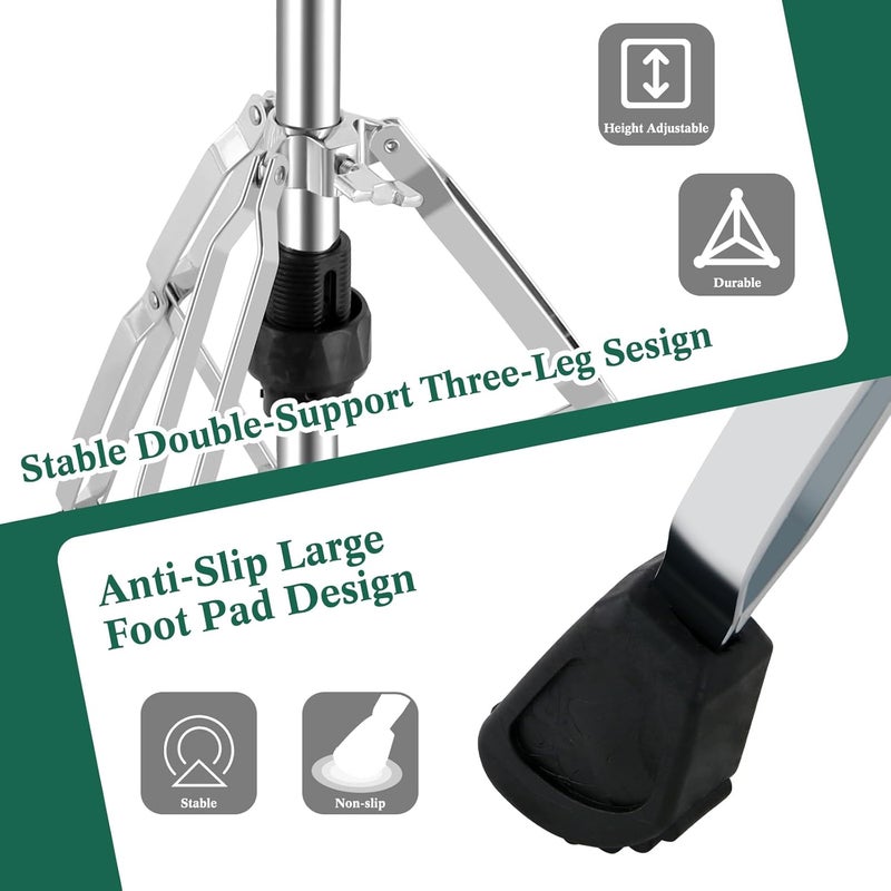 RANMING Hi-Hat Stand for Cymbals Heavy-Duty 28mm Construction Professional Foldable Hi-Hat Stand Double Braced 3-Leg Design Height Adjustable Long Footboard Pedal for Drummer and Beginner - Image 4